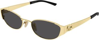 Gucci Ovale Zonnebril - Dames - Zonnebrillen - Geel - 55 MM - Accessoires