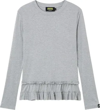 Mini Cream ruffled long-sleeve top - Grey