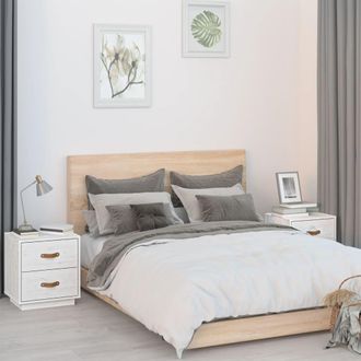 vidaXL Vidaxl - Mesitas De Noche 2 Uds Madera Maciza Pino Blanco 40x34x45 Cm