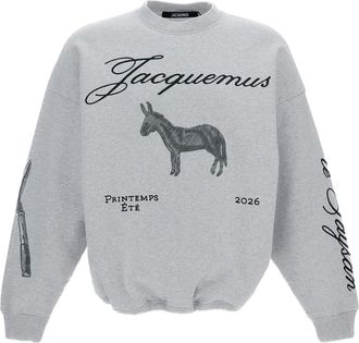 Jacquemus Oversized Crew Neck Sweatshirt with All-over Embroidery