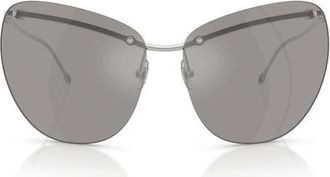 Diesel DL1007 D-Gies 71mm Mirrored Cat Eye Sunglasses in Grey Mirror /Grey Mirror at Nordstrom