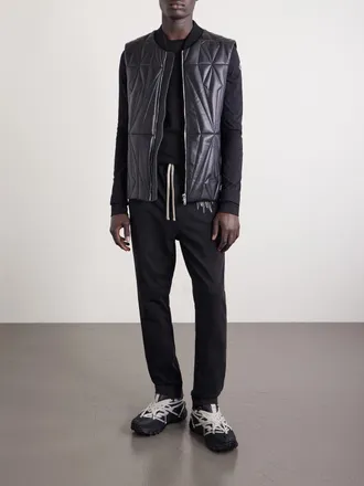 Rick Owens + Moncler Straight-Leg Logo-Appliqu&eacute;d Embroidered Cotton-Jersey Sweatpants