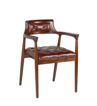 Moycor Sill&oacute;n de madera y piel marr&oacute;n