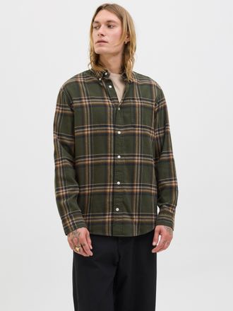 Jack & Jones Langarmhemd JACK & JONES JJECLASSIC FLANNEL CHECK SHIRT LS SN, Herren, Gr. XL, N-Gr, rosin, Web, Obermaterial: 100% Baumwolle, kariert, regular fit, U