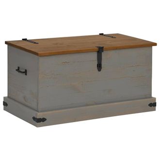 Berkfield Home Storage Chest HALDEN Grey 91x48x47 cm Solid Wood Pine | Size: 91 x 48 x 47 cm