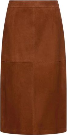 Marella Midi Suede Pencil Skirt - Dames - Leren & Su&egrave;de rokken - Bruin - M - Leer - Rokken