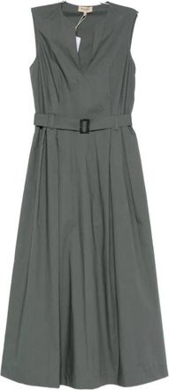 Woolrich V-hals Geplooide Midi Jurk - Dames - Casual kleedjes - Groen - L - Kleedjes