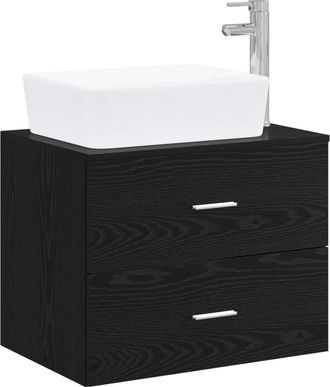 vidaXL Juego De Muebles De Ba&ntilde;o Roble Negro Madera De Ingenier&iacute;a Vidaxl