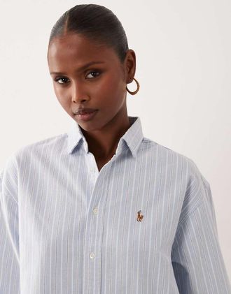 Polo Ralph Lauren Camicia blu in cotone a righe vestibilit&agrave; comoda