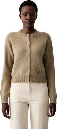 A.P.C. Lila Cardigan - Dames - Vesten - Beige - XS - Wol - Truien & Vesten