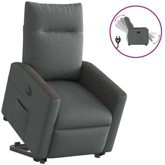 vidaXL Poltrona Alzapersona Reclinabile Elettrica Grigio Scuro Tessuto - Vidaxl