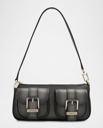 Michael Kors Zoe Small Burnished Leather Pochette Shoulder Bag
