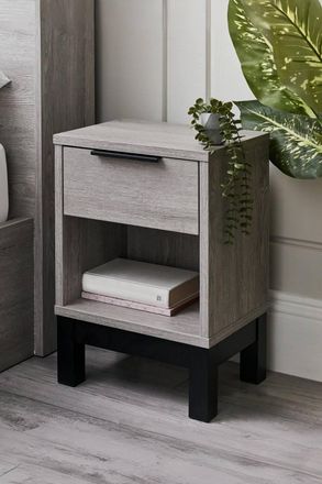 Julian Bowen Bali 1 Drawer Bedside Table in Grey