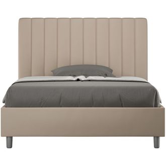 Les Tendances Cama Tapizada De Dise&ntilde;o Italiano 160x200 Cm Imitaci&oacute;n Piel Caf&eacute; Con Leche Nighty-opci&oacute;n Con Base Y Caja