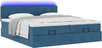 vidaXL Vidaxl - Estructura De Cama Otomana Colchones Terciopelo Azul Oscuro