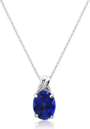 MAX + STONE 14k Yellow or White Gold Gemstone Oval Pendant Necklace with Drop Twist Setting