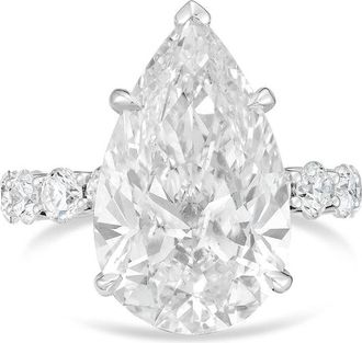 Diana M. Jewels Platinum 12ct lab grown Pear Diamond Pav&eacute; Band Ring