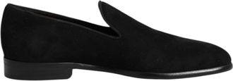 Dolce & Gabbana Black Suede Slip On Loafers Formal Mens Shoes