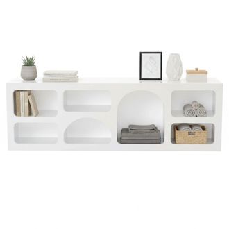 Dmora Aparador Dgargiul, Buf&eacute; De Sal&oacute;n, Aparador De Sal&oacute;n, Despensa De Cocina, 160x38h51 Cm, Blanco - Dmora