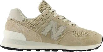 New Balance 574 su&egrave;de sneakers met sleehak voor dames (Beige/Wit)