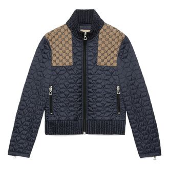 Gucci Quilted Jacket with GG Fabric Detail Beige Blue 715540-ZAKY4-4433