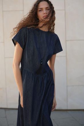 H&M Denim maxi dress in Dark Denim Blue at Nordstrom, Size Xx-Small
