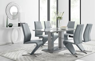 Furniturebox Imperia 6 Grey Dining Table & 6 Willow Chairs