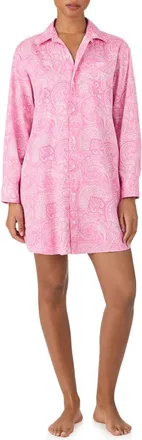 Lauren Ralph Lauren Print Cotton Blend Sleepshirt in Pink Paisley at Nordstrom, Size X-Large