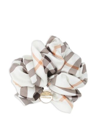 Burberry check silk scrunchie - White