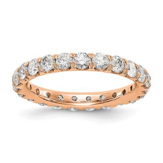 Diamond2Deal 14k Rose Gold Lab Grown Diamond Eternity Wedding Band Ring 2Ct Clarity- VS Color- D-E