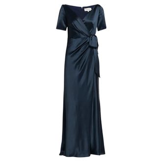 Saloni Marilyn Lange Jurk - Dames - Jurken - Blauw - Maat: L Zijde