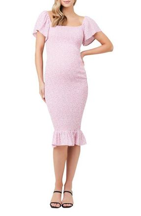 Ripe Selma Shirred Fitted Midi Dress in Multi at Nordstrom, Size X-Small