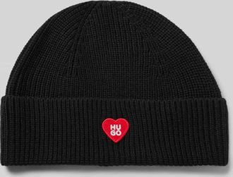 HUGO BOSS Beanie aus Schurwoll-Mix Modell SENTIALY_HAT in Black, Gr&ouml;&szlig;e 1