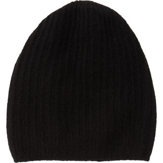 Portolano Rib Knit Cashmere Beanie in Black at Nordstrom Rack
