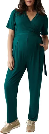 Ingrid & Isabel Crop Jersey Maternity/Nursing Jumpsuit in Btncl Grn at Nordstrom, Size X-Large