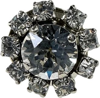 Maison Margiela Accessoires, unisex, Grijs, S, Ring met bloemenmotief en kristalversiering