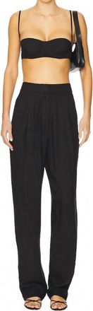 WeWoreWhat Linen Trouser Pant In Black
