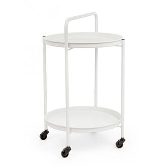Konte Design Carro plegable de acero blanco, con bandeja