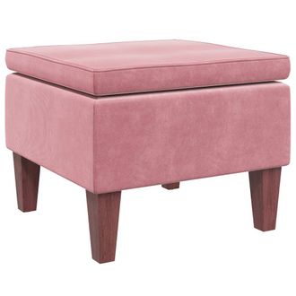 vidaXL Taburete Con Patas De Madera Terciopelo Rosa Vidaxl
