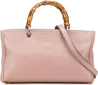 Gucci Pre-owned Womens Bamboo Shopper Tote Bag - Rose Gold Leather - One Size