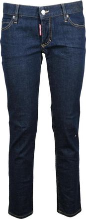Dsquared2 Blue Close-Fitting Cropped Stretch Cotton Jeans
