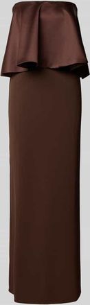 Rinascimento Rinascimento Slim Fit Maxikleid mit Satin-Besatz in Schoko, Gr&ouml;&szlig;e XL