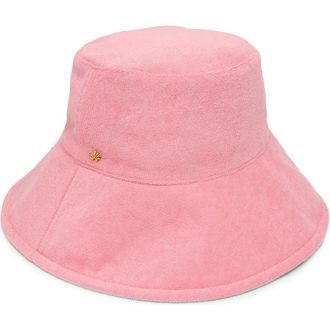 Lele Sadoughi Reversible Long Brim Terry Cloth Hat in Coral/Sea at Nordstrom