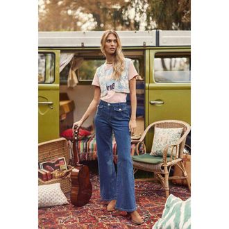 La petite &eacute;toile Wijde uitlopende jeans PEYTON