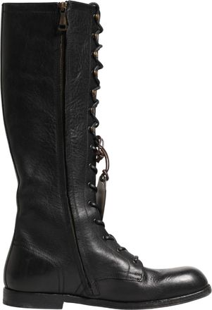 Dolce & Gabbana Re-Edition Black Leather Lace Up Boots Mens Shoes