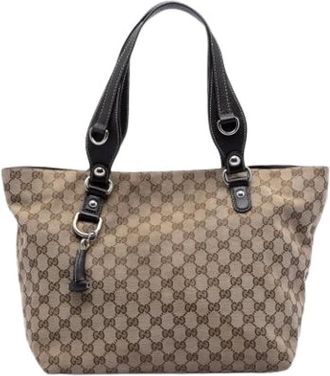 Gucci Pre-owned Tote Bags, female, Brown, Size: ONE SIZE Pre-owned Canvas Tote Bag