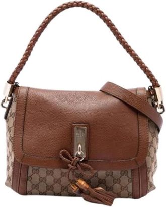 Gucci Pre-owned Bella Satchel - Dames - Vintage Schoudertas - Beige - ONE Size - Leer - Vintage