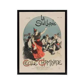 Artery8 Overture Cover for Woman from Seville Steinlen Framed Canvas Wall Art | Size: W24 x H32
