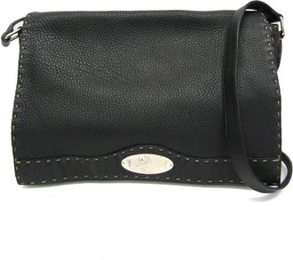 Fendi Selleria Messenger Leather Black Leather Handbag (Pre-Owned)