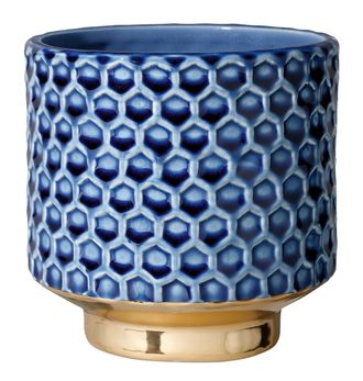 Bloomingville Home Blumentopf Pflanzgef&auml;&szlig; Deko Pflanzt&ouml;pfe Farbe f&uuml;r Innen Retro Kreativ M (12,5 cm &Oslash;), Blau, Keramik
